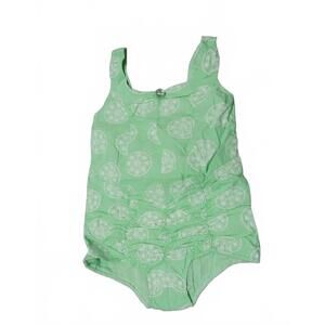 NEW WOVENPLAY girl's patterned swimsuit in mint green/white